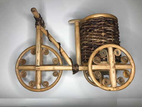 Handmade Rattan Bicycle Planter